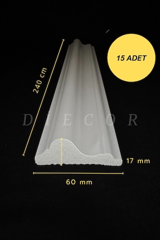 Diecor Dekoratif Boyanabilir 15 Adet 6 Cm Eğimli Polistren Duvar Çıtası Beyaz 60 X 17 Model:xa143