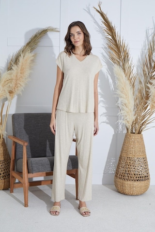 Sevim Kadın Kısa Kol Bej Melanj Pijama Takım C6t4n951 001