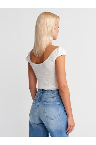 Dilvin 31848 Fiyonk Detaylı Dantel Top-beyaz Beyaz