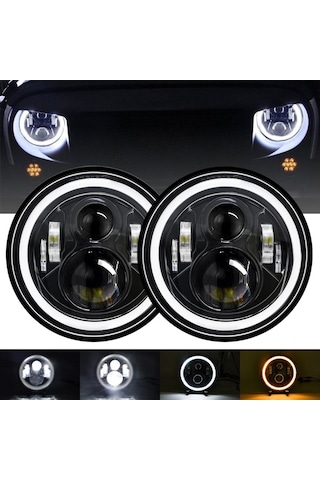 Ebitda Hallow 7 Araba Motosiklet Led Far Drl Dönüş Sinyali - Düşük Beyaz Ve Kehribar 1 Adet Beyaz Ve Kehribar