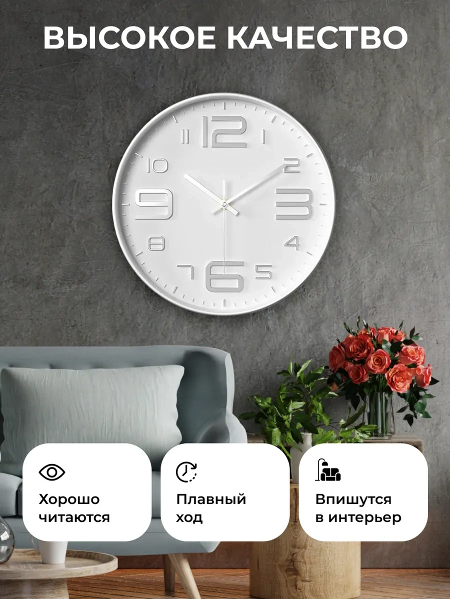 Casy Market Mutfak İçin Yuvarlak Sessiz Duvar Saati 25 Cm 373668686 Beyaz