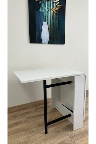 Modern Style Home Pratik Katlanır Taşınabilir 4-6 Kişilik Mutfak Masası Beyaz