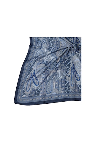 Enba Pamuklu Etnik Desenli Soft Eşarp Lacivert - Indigo