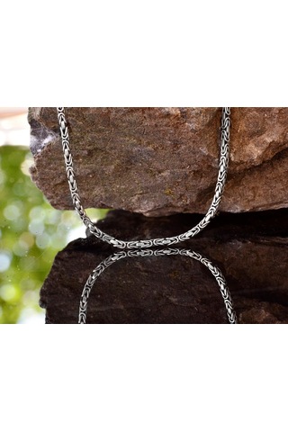 925 Ayar Gümüş Erkek Zincir, El Yapımı Erkek Zincir, Zincir Takı, Erkekler İçin Kolye, Kral Zinciri Gümüş