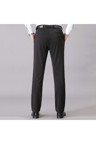 Sones Erkek Yaz İnce Günlük Pantolon Takım Pantolon Bol Düz Streç Soğuk İpek Pantolon Siyah