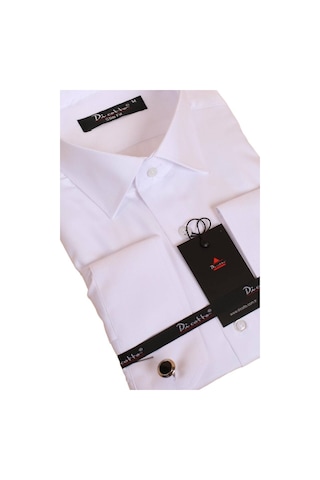 Dicotto Beyaz Dar Kesim Micro Kumaş Kol Düğmeli Slim Fit Erkek Gömlek - 201-1 001