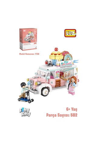 Loz Mini Block Serisi Food Truck/yemek Kamyonu -lz1738 582 Parça Oyuncak Yapım Seti