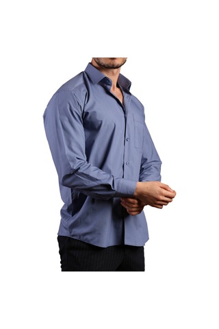 İndigo Büyük Beden Rahat Kesim Cepli Uzun Kol Regular Fit Erkek Gömlek - 150-15 001