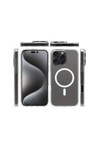 Apple Uyumlu iPhone 16 Pro Kılıf Kalın Silikon Magsafe Kamera Yükseltili Şeffaf Systemcom