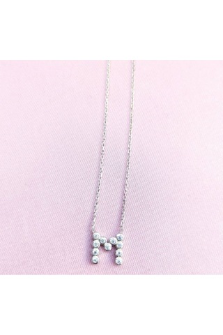 Oriental Kuyumculuk Jewellery Kadın Taşlı M Harfi Gümüş Kolye Gümüş