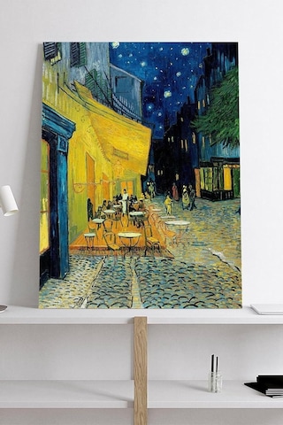 Pster18916 Kafe Terasta Gece - Van Gogh Sanatsal Kanvas Tablo 21 X 30