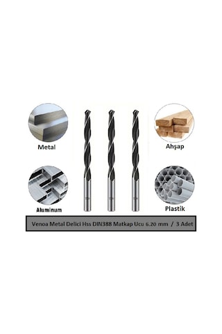 Venoa Metal Delici Hss Dın388 Matkap Ucu 6.20 Mm Paket 3 Lü