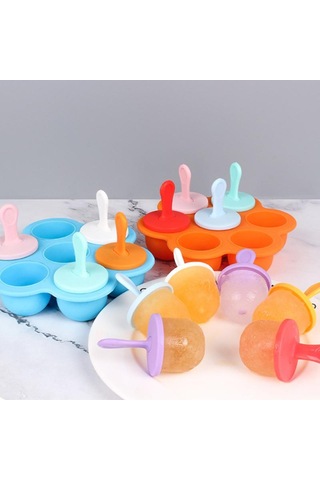 7 Renkli Yaratıcı Dondurma Kalıbı Kapaklı Dıy Renksiz Kokusuz Ev Yapımı Dondurma Kalıbı Dondurma Ve Buz Küpü Tepsisi Kalıpları Yeşil