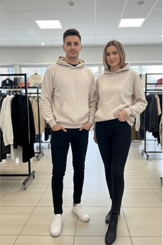 Tuba Toptaş Unisex Bay/ Sweatshirt Kapüşonlu Bej