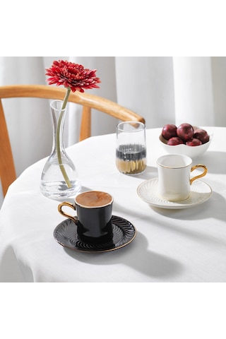Schafer Glossy 2 Kişilik Kahve Fincan Seti 4 Parça-asorti07 Siyah