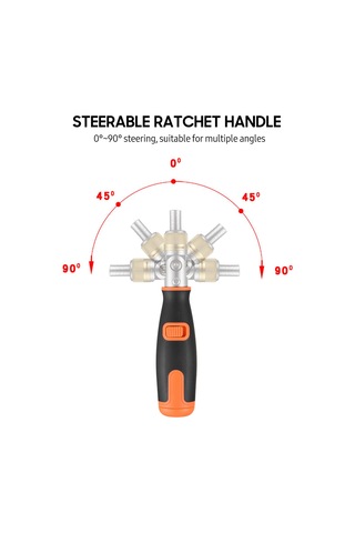 Symbee 10 Uçlu Ratchet Tornavida Seti - Çok Amaçlı Tamir Aleti - Siyah Ve Turuncu - Otomobil, Ev, Mobilya Montajı