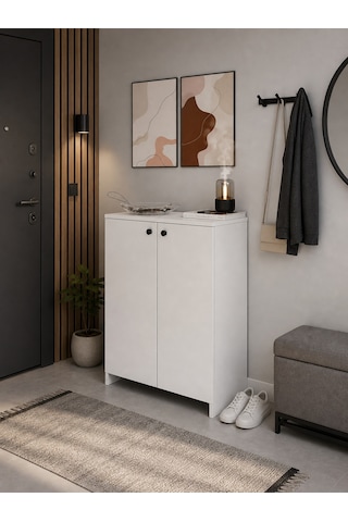 Çeltikçi Model 2 Kapaklı Çok Amaçlı Dolap Ayakkabılık Kitaplık Banyo Dolabı Mutfak Dolabı Beyaz