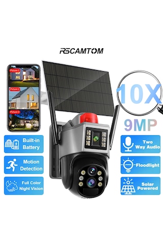 O-kam 7015 3mp+3mp 6mp 4g E-sim Kartlı Solar Panelli 2 Lens Alert Ptz