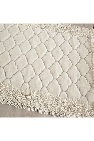 Cotton Special 2'li Pamuklu Klozet Takımı Krem Banyo Paspas Seti Klozet Takımı Renkli