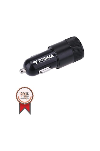 Torima C3 Type-c Siyah Tüm Araçlara Uyumlu Araba Çakmaklık Çift Usb Girişli Oto Şarj Aleti Soketi