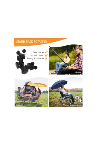 Dianziye Nylon Siyah Şemsiye Tutucu - Hızlı Ayarlı Sabitleme Kolu, 15x6 Cm, 120 Gr