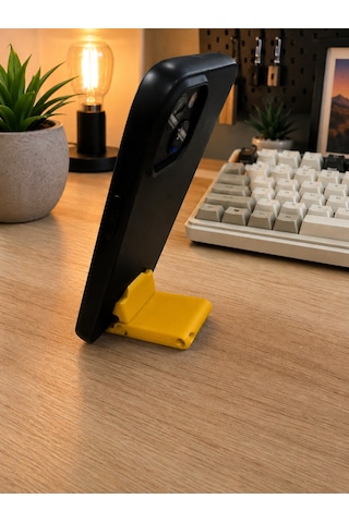 Veriqo 3d Katlanabilir Telefon Standı Mini Telefon Tutucu Katlanır Masaüstü Telefon Standı Anahtarlıklı Sarı