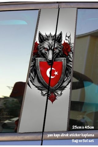 Bozkurt Türk Kurt Sticker Yan Kapı Direk Kaplama 2li Sol Sağ Takım Yapıştırma Bozkurt Türk Kurt Sticker Yan Kapı Direk Kaplama 2li Sol Sağ Takım Yapıştırma