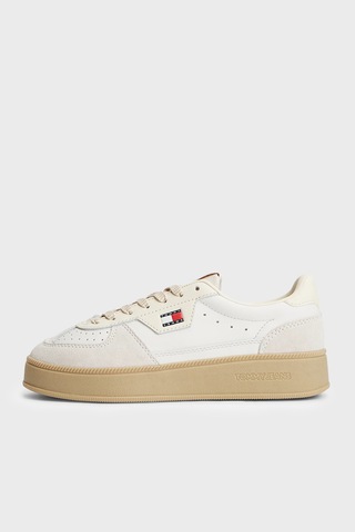Tommy Jeans Logolu Deri Sneaker Ayakkabı Kadın Ayakkabı En0en03091 Ybl Beyaz