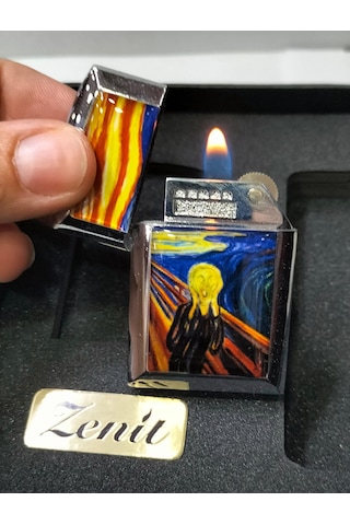 Zenit Çakmak Ve Sigara Tabakası Seti Çığlık-edvard Munch Gri