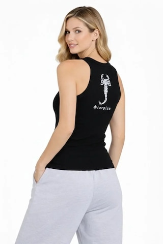 Dogutrend Fitilli Atlet Sıfır Yaka Slim Fit Arka Baskılı Spor Atlet - Siyah