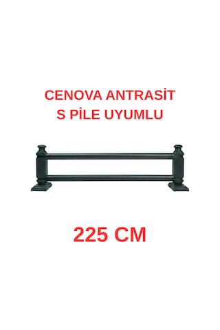 Cenova S Pile Ve Perde Düğmesi Uyumlu Çetray Çift Raylı Modern Ahşap Rustik Antrasit 225 Cm Antrasit