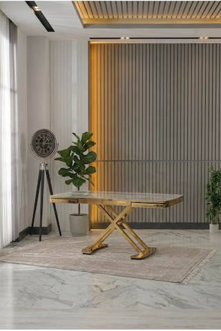 Venoxa Premium 80x120 / 80x180 Ölçülü Mdf Masa Tek Masadır Gold-gri Gold-gri