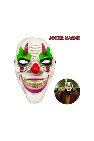 Populermarketim - Delirten Gülüş Psikopat Palyaço Temalı Joker Maskesi Standart