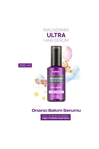 Yıpranmış Kuru Saçları Parlatan Onarıcı Serum Kundal Macadamia Ultra Hair Serum 100ml Baby Powder