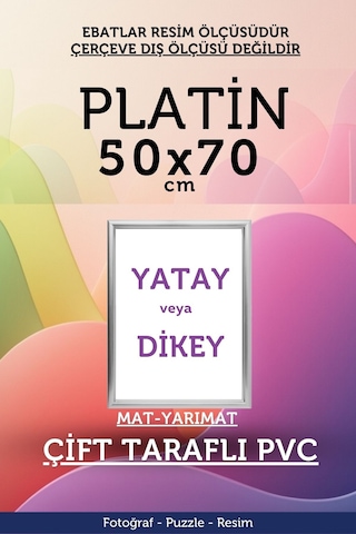 Platin-22mm-50x70 Cm Mat Pvc Li Camsız Fotoğraf 1000 Parça Puzzle Belge Çerçeve Yatay Dikey Asılabilme. 41341601