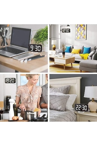 Goldenqian Dijital Çalar Saat, Led Çalar Saat, Otomatik Parlaklık Beyaz C7ı3d2 Beyaz