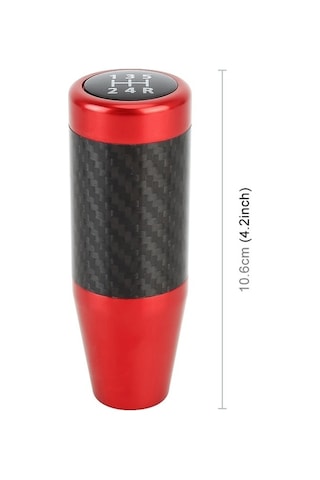 Wondernest Evrensel Araba Karbon Fiber Desenli Dişli Kafası Vites Topuzu Kırmızı Kırmızı