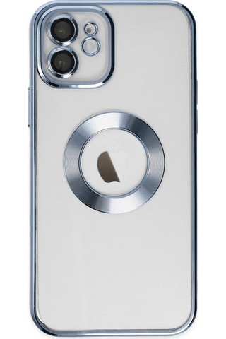 Apple Uyumlu iPhone 11 Kapak Yanları Renkli Lens Korumalı Logo Gösteren Şeffaf Luxury Kılıf - Rose Gold