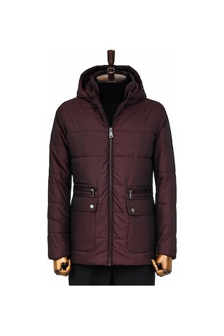 Wessi Slim Fit Kapüşonlu Bordo Erkek Şişme Mont Bordo