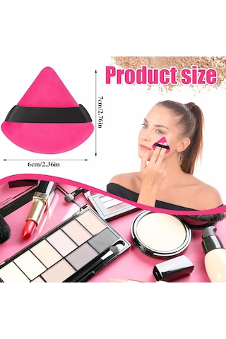 12 Adet Üçgen Pudra Puf, Yüz İçin Yumuşak Makyaj Puf, Gevşek Pudra Ve Kozmetik Fondöten İçin Güzellik Süngeri, Sabitleyici Pudra Puf Blender Makyaj Aleti Siyah, Gül Kırmızısı