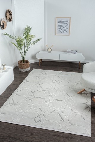 Mariesse Home Bambu Dokulu Modern Sık Dokuma Koridor Kesme Yolluk Dokuma Makine Halısı Y00595a Gri
