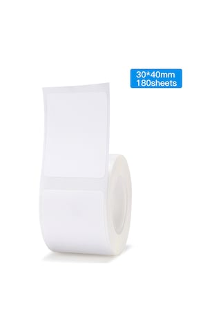 Moveevo Jingchen B3s/b11/b21 Uyumlu Isı Etiket Kağıdı - 30x40mm 180 Adet Beyaz, Suya Dayanıklı, Etiket Sticker, Mürekkepsiz Yazdırma 1 Rulo