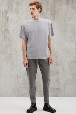 Grimelange Sterlıng Erkek Oversize Fit Yagmur Damlacıklı Görüntülü Özel Dokulu Gri T-shirt Gri