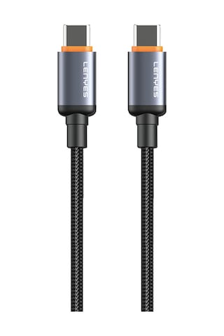 Lenyes LC528 Type-C To Type-C 60W Hızlı Şarj Özellikli Örgülü Data Ve Şarj Kablosu 1 M Siyah