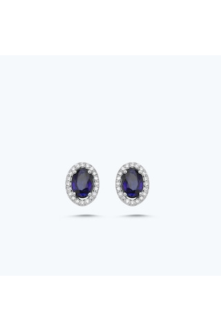 Altınbaş Pırlanta Safir Oval Küpe Erm956s-8k Beyaz