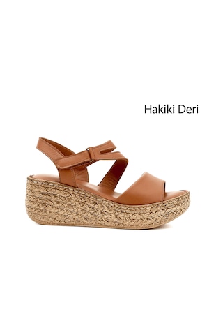 Gönderi(R) Gönderi R Kadın Taba Antik Cırt Bantlı Dolgu Topuk Hakiki Deri Sandalet Dyza70945307 Taba