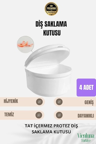 Yüksek Kalite Uzun Ömürlü Plastik Hijyenik Tat I Çermez Protez Diş Saklama Kutusu Geniş Boy 4 Adet