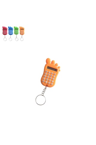 Turuncu Ayak Şekilli Mini 8 Haneli Hesap Makinesi Anahtarlık 1 Adet Ebat: 6,7 Cm X 4 Cm Turuncu