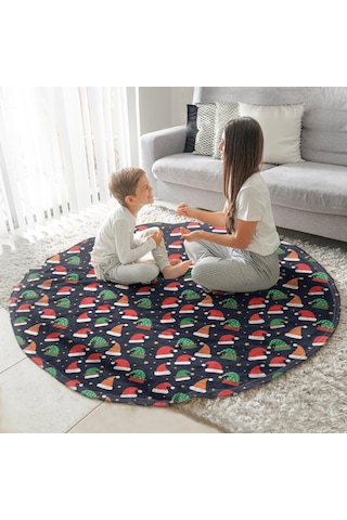 Noel Desenli 60 İnç Yuvarlak Flanel Battaniye, Yetişkin Ve Çocuk İçin, Yumuşak, Rahat Ve Hafif Noel Şapka Yıldızı