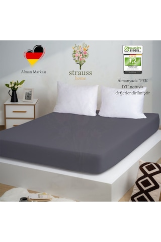 Home Premium Lastikli Çarşaf %100 Pamuk Tek Kişilik / Çift Kişilik Özel Penye Oeko-tex Antrasit / Koyu Gri Antrasit - Koyu Gri